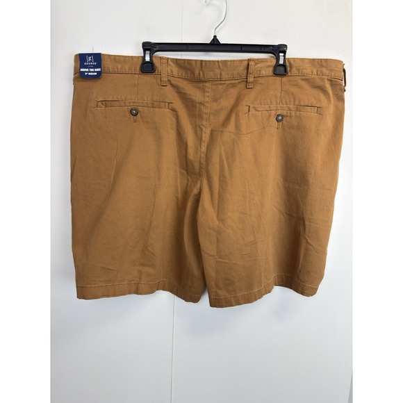 NEW George Men's 46 Above The Knee Flat Front Shorts Brow Khaki Flat Front 8.5" - Picture 3 of 5